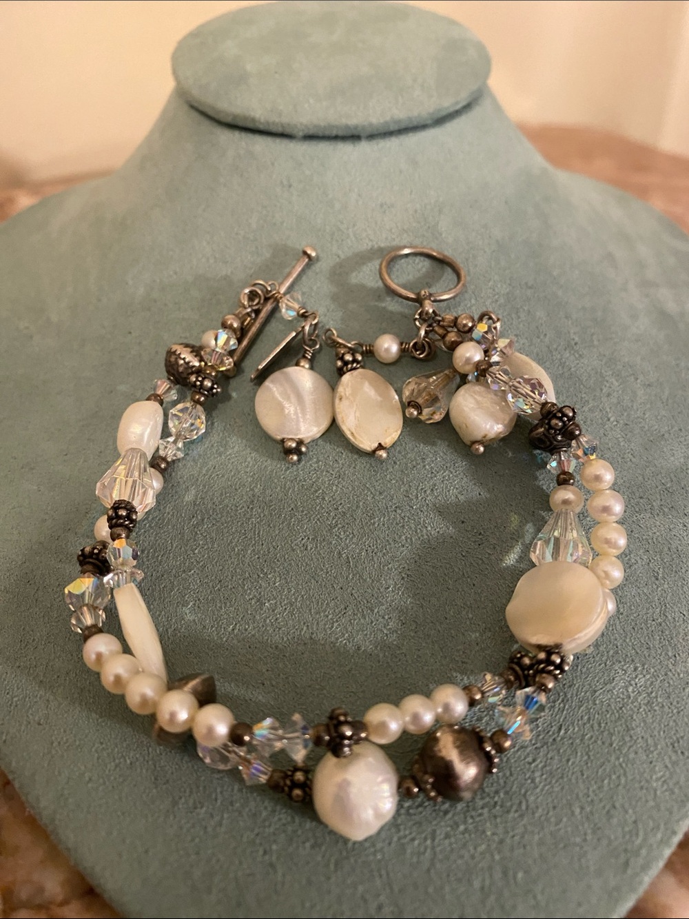 Tres Jolie Accessories Freshwater Pearl & Crystal Multi-Strand Bracelet Crystal